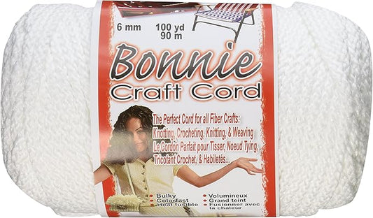 Pepperell BB6-100-001 6mm Bonnie Macramé Craft Cord, 100-Yard, White