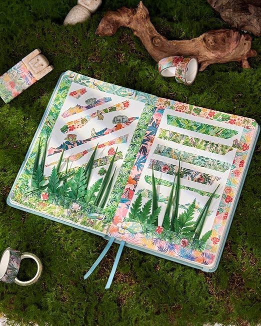 YUBX Plants Washi Tape Set in Painting Style 10 Rolls Tropical Rainforest Drawing Masking Animals Graphic Decorative Tapes for Arts, DIY Crafts, Journals, Planners, Scrapbook, Wrapping