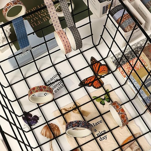 Fantasy Washi Tape Set - 5 Rolls Texture Arts Adhesive Tapes Basic Patterns Decorative Masking Tape Sets for Craft, Kids, Scrapbook, DIY, Gift Wrapping (2-Garden Whimsy)