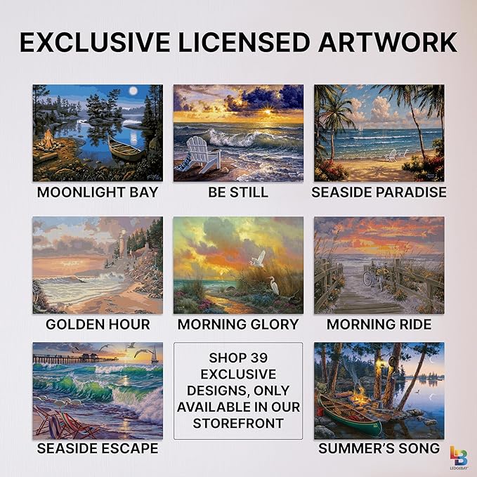 Ledgebay DIY Paint by Numbers Kit for Adults Framed Canvas Beginner to Advanced Paint by Numbers Kit Kits Include Acrylic Paint Set Brushes Tabletop Easel (Rural Route Bluebirds 12"x16" Framed)