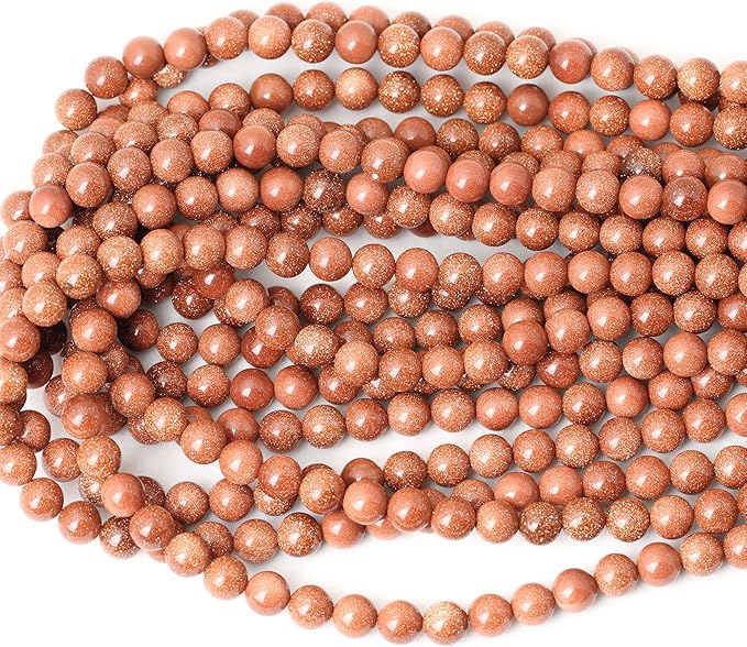 cheavian 45pcs 8mm gold sandstone gemstone round loose beads for jewelry making 1 strand 15"