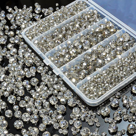 laopottbeads 800pcs 4/6/8/10mm crystal glass beads for jewelry making beads for bracelets necklace pendants making supplies(gray)