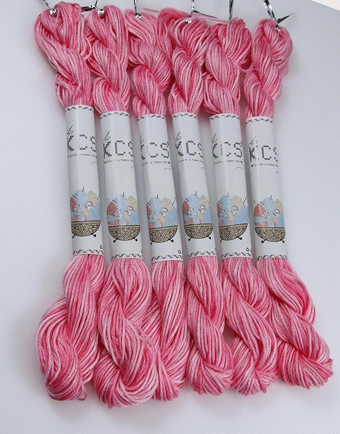 KCS Big skeins of 25 Meters Size 25 Color Variegated Cross Stitch Stranded Threads,6 skeins,4180