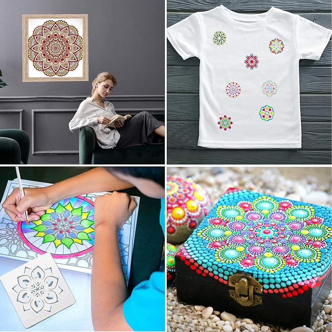 Mandala Dotting Tools,Augshy 58PCS Dot Painting Tools Set Rock Painting Supplies with a Blue Zipper Waterproof Storage Bag for Painting Rocks