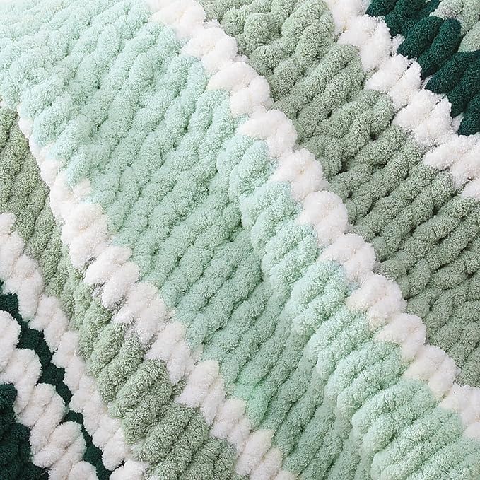 MABOZOO Assorted Chunky Yarn for Crocheting 8 Pack - Fluffy Jumbo Chenille, Soft Plush Bulky, Giant Thick Fuzzy for Hand or Arm Knitting - Green Multi (31.7 Yds, 8 Oz Each Skein)