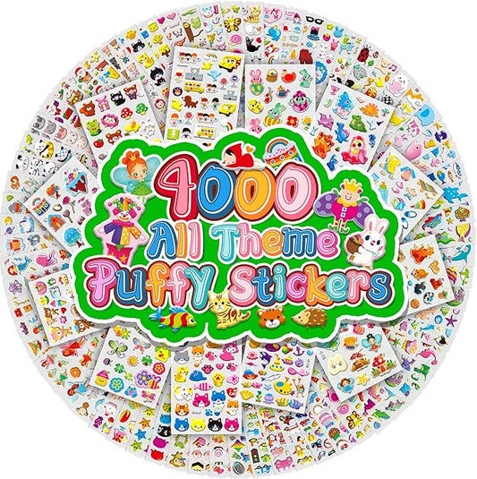 sinceroduct 3d puffy stickers for kids, 4000+ resuable foam sticker for toddler, boys, girls.safe and easy peel stickers for toddlers teachers as reward, craft scrapbooking