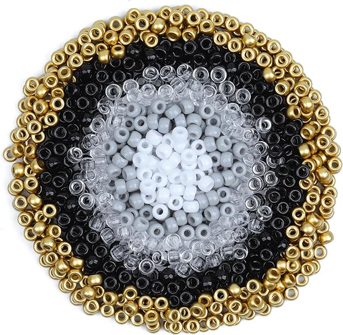 gmma black white pony beads for bracelet colourful plastic beads for jewelry making halloween beads for friendship bracelets 6x9mm gold beads for diy bracelet necklace party decoration supplies