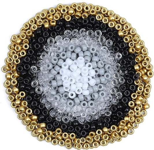 gmma black white pony beads for bracelet colourful plastic beads for jewelry making halloween beads for friendship bracelets 6x9mm gold beads for diy bracelet necklace party decoration supplies
