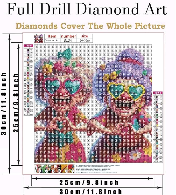 LILEIDECO Diamond Painting Kits for Adults DIY 5D Diamond Art Paint with Round Diamonds Full Drill Gem Art Happy Grandma Painting Kit for Home Wall Decor Gifts 11.8x11.8inch