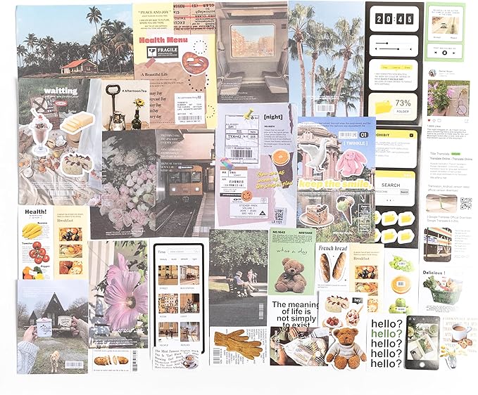 Alideco 200pcs Vintage Scrapbook Supplies Pack for Art Journaling Bullet Junk Journal Planners DIY Paper Stickers Craft Kits Notebook Collage Album Aesthetic Cottagecore Picture Frames (jijingxingxi)