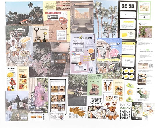 Alideco 200pcs Vintage Scrapbook Supplies Pack for Art Journaling Bullet Junk Journal Planners DIY Paper Stickers Craft Kits Notebook Collage Album Aesthetic Cottagecore Picture Frames (jijingxingxi)