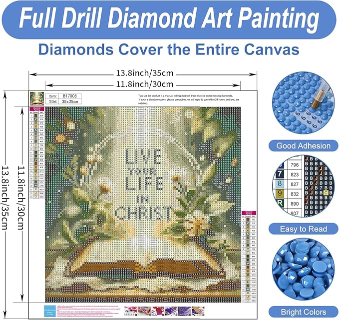 Camocin Diamond Art Kits for Adults Religious, 5D Bible Christian Diamond Painting Kits for Adults Beginners, DIY Inspirational Full Round Dots Drill Gem Art Kit for Gift Home Wall Decor 14 x 14 Inch