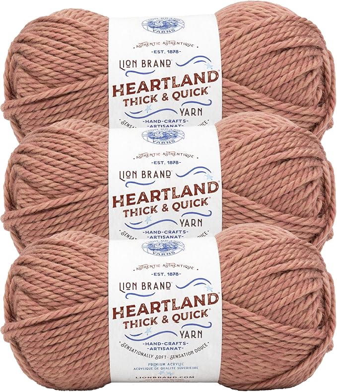 Lion Brand Yarn Heartland Thick & Quick Bulky Heathered Yarn for Knitting and Crochet, Gas Works, 3 Pack