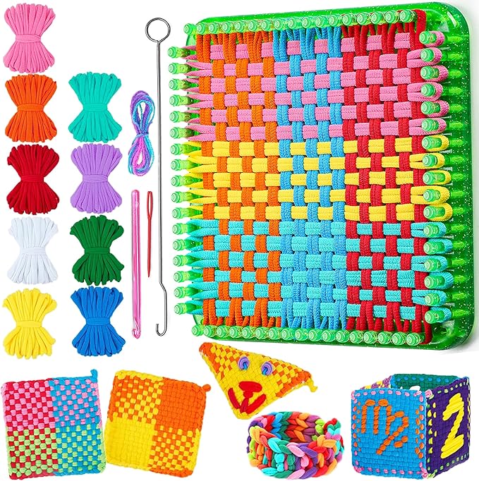 REENLIV Upgraded Weaving Loom Kit Toys for Kids & Adults, DIY Arts & Crafts, Easy Potholder Loom Knitting Activity for Beginners, Ideal Gifts for Girls Ages 5 6 7 8-12 13 Years Old, 252 Craft Loops