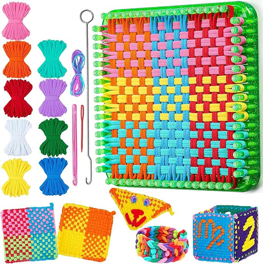 REENLIV Upgraded Weaving Loom Kit Toys for Kids & Adults, DIY Arts & Crafts, Easy Potholder Loom Knitting Activity for Beginners, Ideal Gifts for Girls Ages 5 6 7 8-12 13 Years Old, 252 Craft Loops