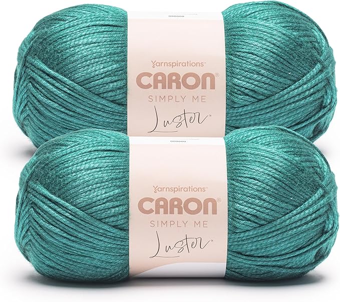 Caron Simply Me Luster Teal Jade Yarn - 2 Pack of 170g/6oz - 65% Nylon, 35% Acrylic - #4 Worsted (Medium) - 360 Yards - Knitting/Crochet