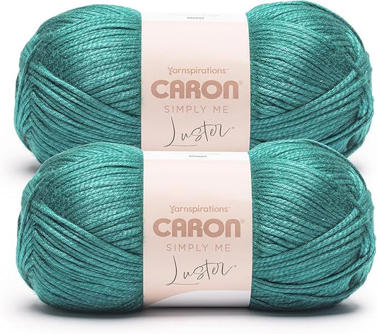 Caron Simply Me Luster Teal Jade Yarn - 2 Pack of 170g/6oz - 65% Nylon, 35% Acrylic - #4 Worsted (Medium) - 360 Yards - Knitting/Crochet