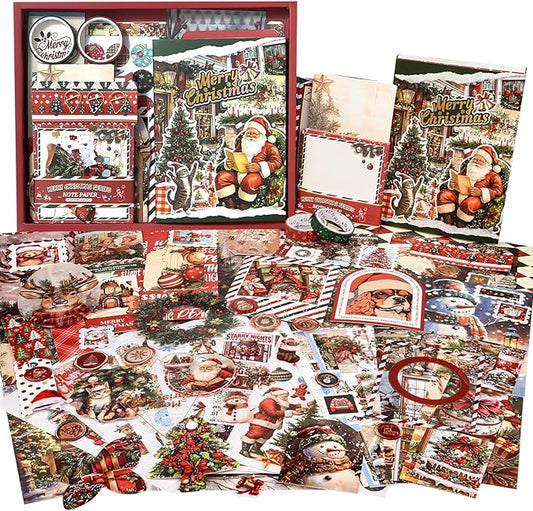 scrapbooking supplies kit, aesthetic junk journaling supplies, scrapbook kit with bullet journaling stickers, stationary set, vintage ephemera collage craft supplies gift for adults women beginner