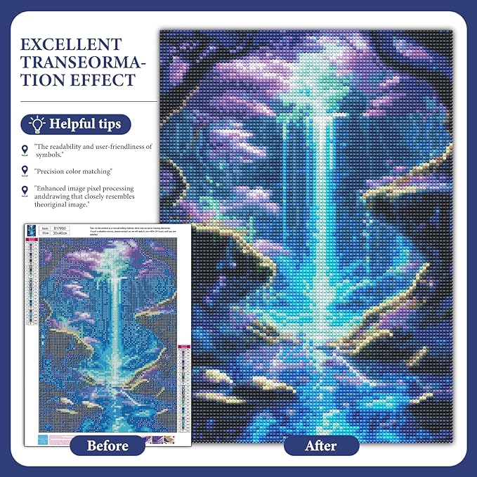 Waterfall Diamond Art Kits for Adults, Landscape Scenery Diamond Painting Kit for Adults Beginners, 5D DIY Diamond Painting with Round Gem Art Kits for Home Wall Decor 12x16 Inch