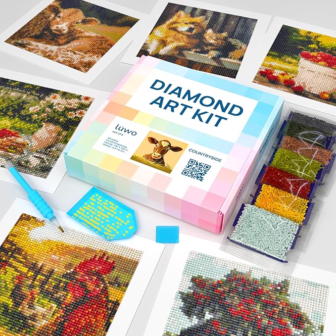 LuwoArte 6 Pack Diamond Painting Kits for Adults – Countryside-Themed Diamond Art Kits – Full Drill DIY Paint Gem Art for Adults–Brilliant 5D Diamond Painting Kit for Relaxing Home Décor & Craft Gifts