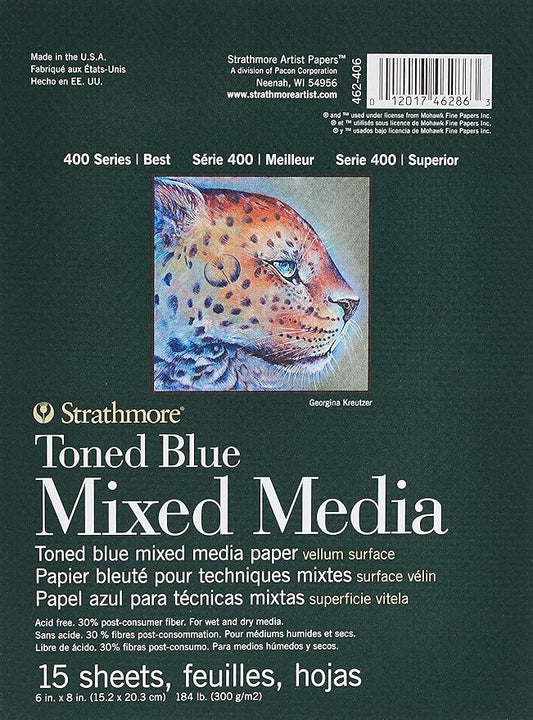 Strathmore 400 Series Mixed Media Pad Tone Blue 6"X8"-15 Sheets -62462406