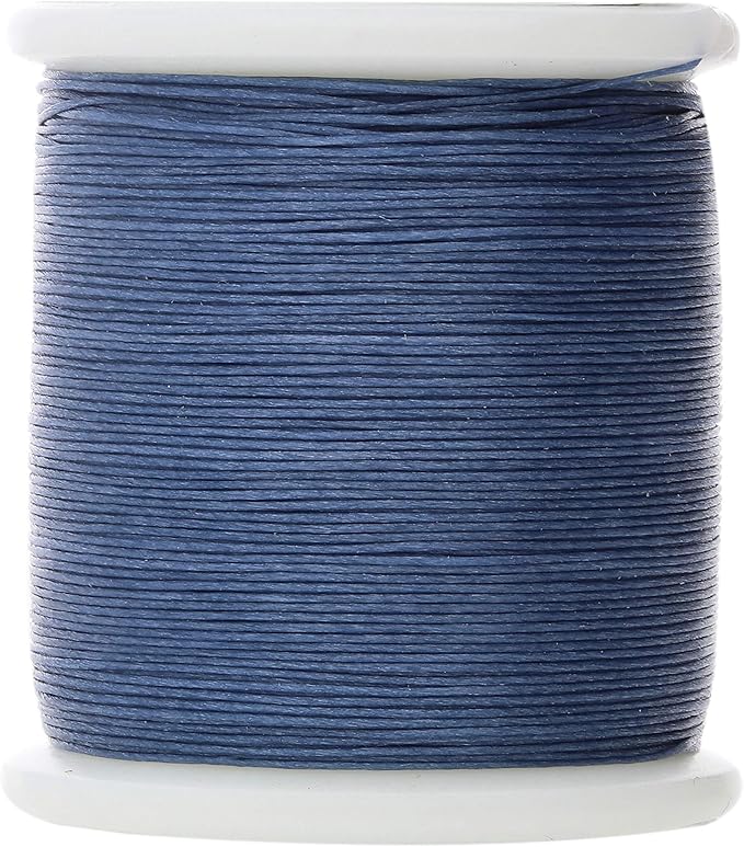 KO Nylon Beading Thread, Denim Blue Color, Japanese Pre-Waxed 100% Nylon, 330TEX, Tangle Resistant Knotting Cords, 50m /55 yds Spool, Use for Seed Bead Projects, Loom Work & Bead Weaving