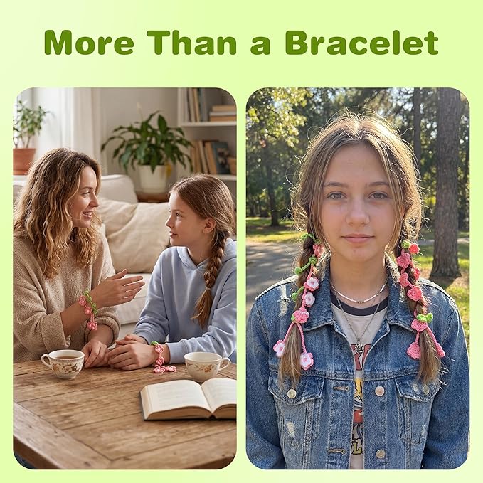 WaldyWop Crochet Kit for Beginners: 4 Flower Bracelets Knitting Kits for Adults Women w/Easy Yarn & Step-by-Step Video Tutorials -Wobbles Crochet Starter Kit for Crocheter, Birthday Gift for Mom