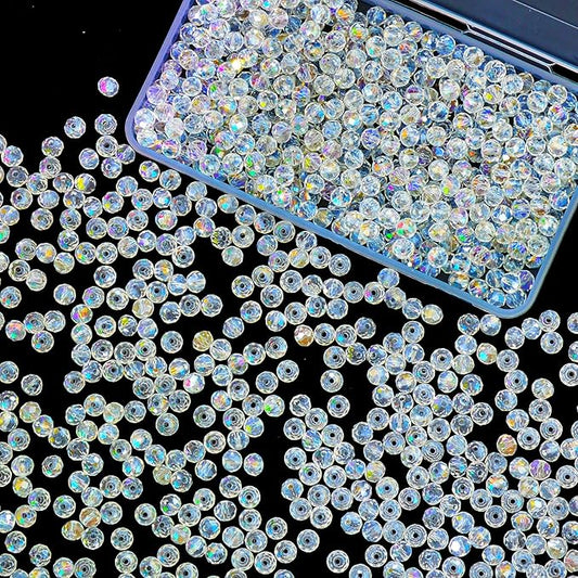 laopottbeads 500 pcs 6mm round crystal glass beads for diy jewelry, ideal for bracelets, necklaces, pendants, and handmade craft projects(white ab color)