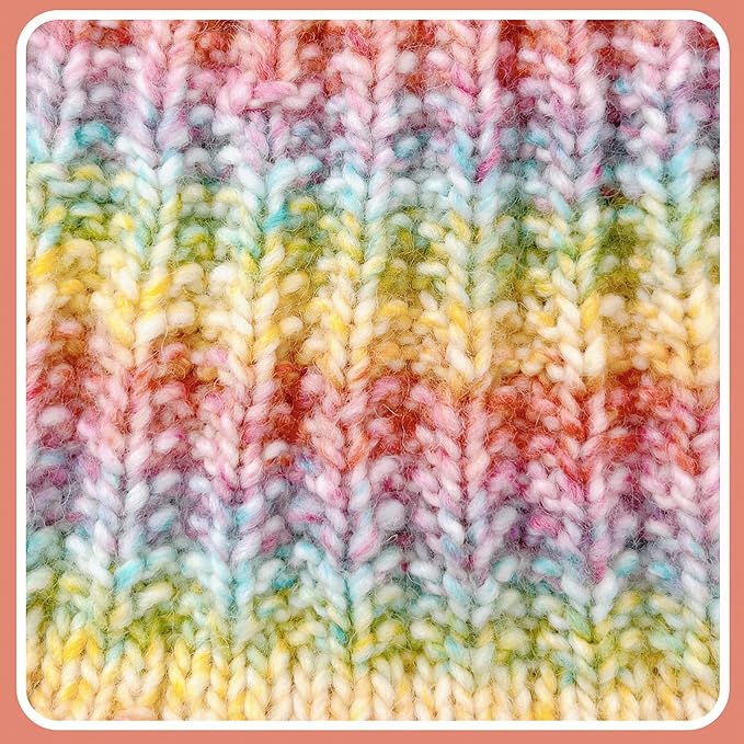 2 Pack Wool Blend Yarn, 2x3.5oz / 285yds, #3 DK, 20% Wool 80% Acrylic, Variegated, Single-Ply Soft Crochet & Knitting Wool Yarn for Sweaters, Scarves, Hats (Rainbow)