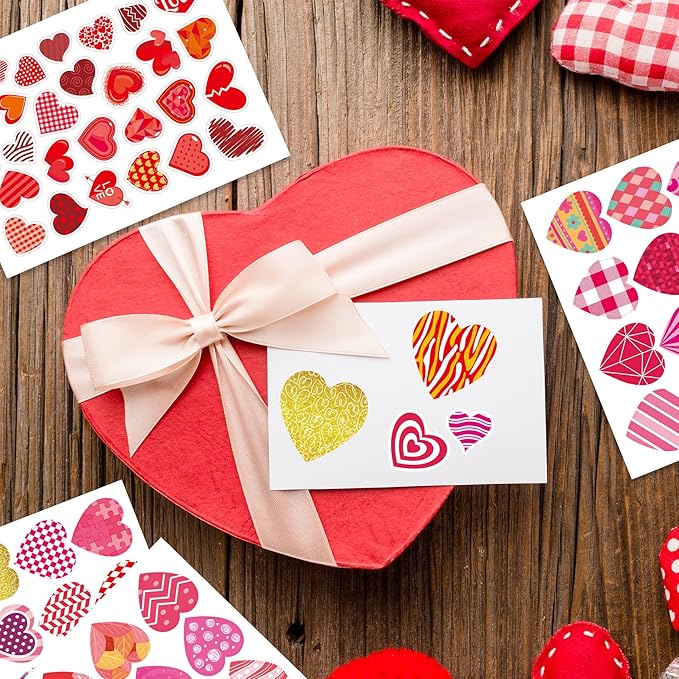 496 pcs valentines stickers, cute heart stickers, valentines day sticker for kids, class gifts for kids classroom school, crafts party favors decoration