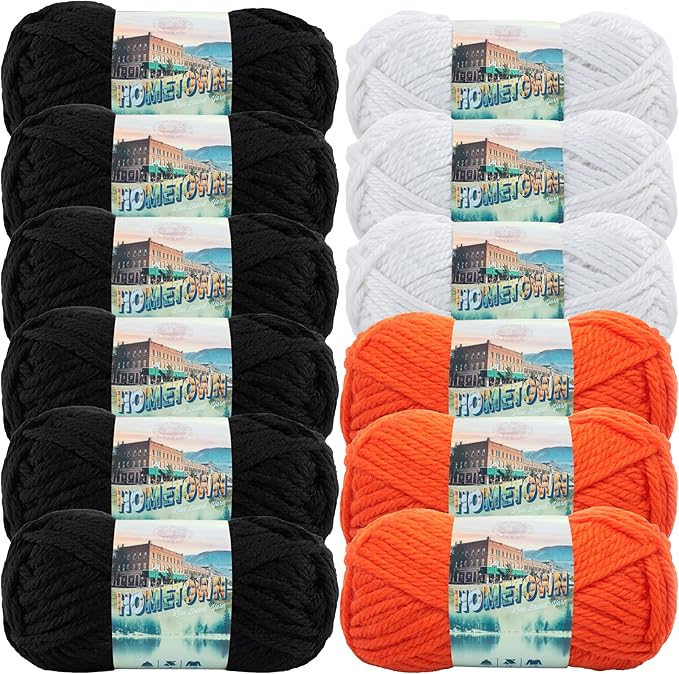 Lion Brand Yarn, Hometown Super Bulky Yarn, Classic Halloween Pack, 12 Skeins