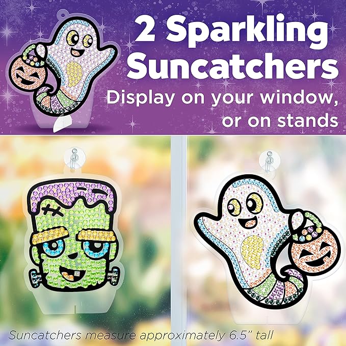 Creativity for Kids Halloween Big Gem Diamond Painting Kit | Create 13 Spooky Stickers & 2 Suncatchers with 1000+ Colorful Gems | Fun for Parties, Gifts & Seasonal Décor (Ages 6+)