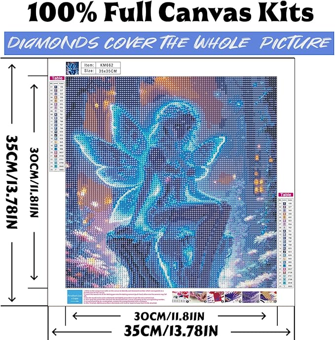 Diamond Art Kits for Adults Magical Fairy, DIY 5D Diamond Painting Kit for Beginners, Spirit Full Round Drill Gem Art Dots for Adults, Diamond Dots Paintings Crafts Home Wall Decor 14X14 Inch