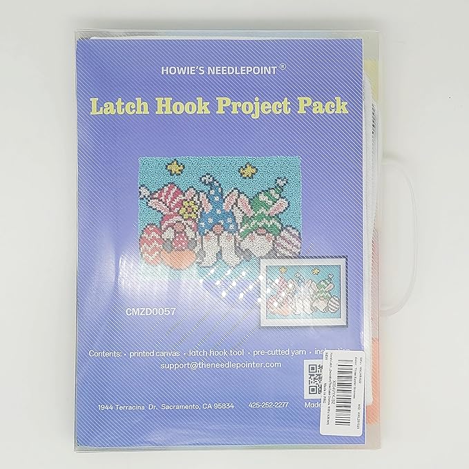 Howie's Latch Hook Kits for Adults, DIY Three Easter Gnomes Crochet Yarn Latch Hook Rug Kit for Adults, Color Preprinted Pattern Embroidery Decoration(Three Easter Gnomes, 19.69 x 14.96 inch)
