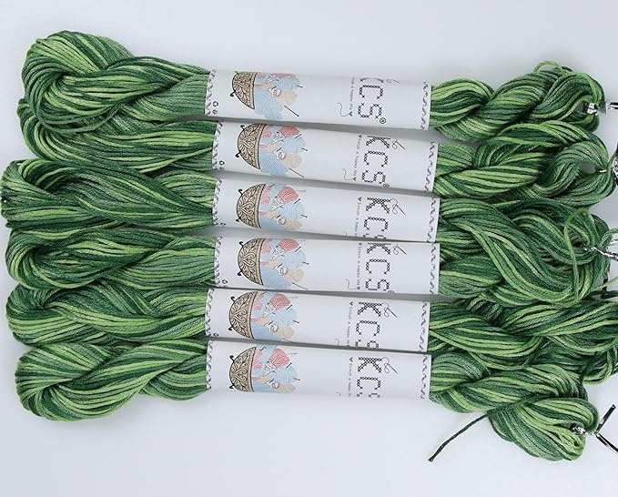 KCS Big skeins of 25 Meters Size 25 Color Variegated Cross Stitch Stranded Threads,6 skeins,4045