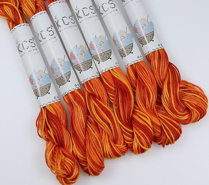 KCS Big skeins of 25 Meters Size 25 Color Variegated Cross Stitch Stranded Threads,6 skeins,51
