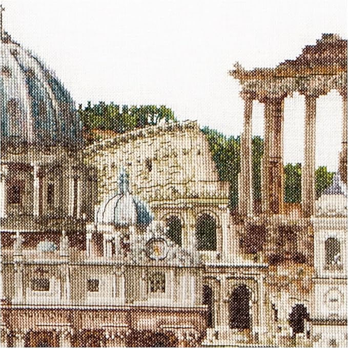 Thea Gouverneur - Counted Cross Stitch Kit - Rome Italy - Aida - 18 Count - Embroidery Kit for Adults - DMC Embroidery Threads and Other Cross Stitch Supplies Included - 499A