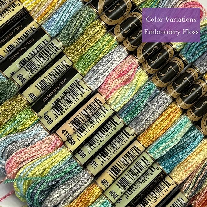 Magical Color Variations Floss Pack Six Strand Embroidery Variegated Cross Stitch Threads, Multi Color Set B, Pack of 18 Skeins