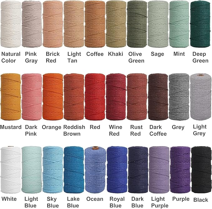 Macrame Cord 3mm 220yards (200 Meters) Avocado Green Macrame Supplies Macrame Yarn, Colored Cotton Rope, Colored Cord for DIY