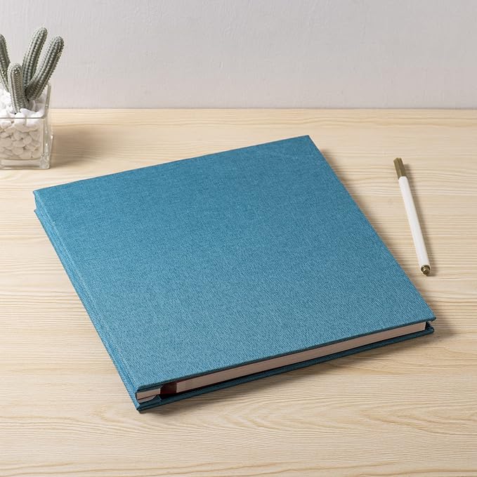 Large Photo Album Self Adhesive 4x6 5x7 6x8 8x10 Pictures Scrapbook Magnetic Album DIY Scrap Book 60 Sticky Pages Linen Cover DIY Photo Album with A Metallic Pen and DIY Accessories(SKY Blue)