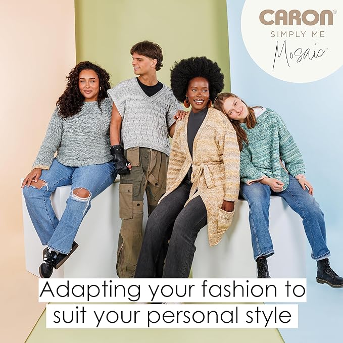 Caron Simply Me Mosaic Overcast Yarn - 2 Pack of 140g/5oz - 62% Acrylic, 20% Nylon, 18% Wool - #5 Bulky - 173 Yards - Knitting/Crochet