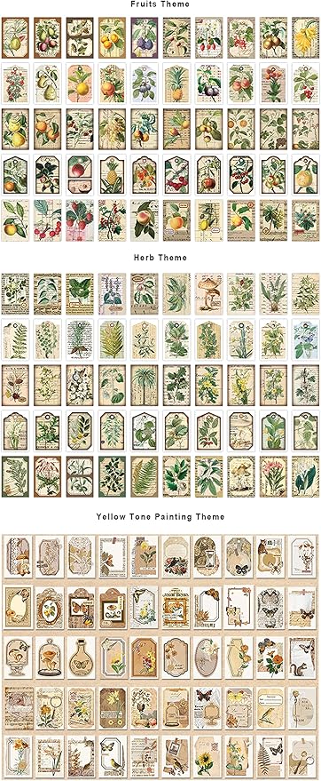 300 Pcs Scrapbook Washi Stickers,Vintage Flower Butterfly Botanical Sticker Book for Junk Journal,Decorative Paper Stickers for Bullet Journal, Album, Collage, Planner, Gift Wrapping