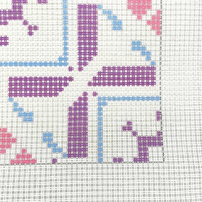Howie's Needlepoint Needlepoint Kits for Adults, Pillow Front Cross Stitch Kit with Embroidery Pattern on Canvas, Yarn, 2 Needles and Instruction, 16 x 16inch(Purple Square Window)