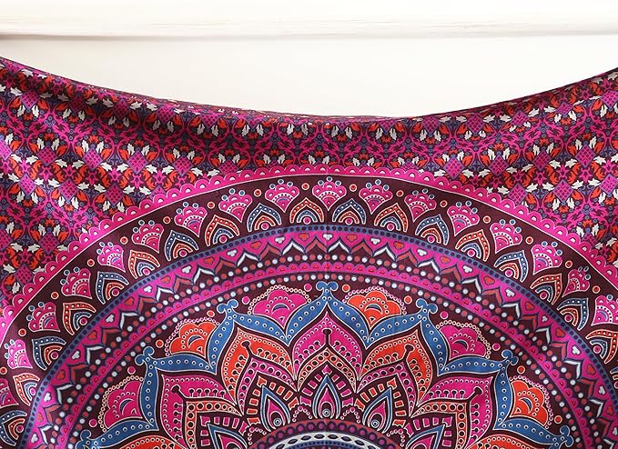 popular handicrafts mandala hippie psychedelic ombre tapestry wall hanging - indian maditation gypsy bohemian hippy dorm room decor purple wine 60x54 inch