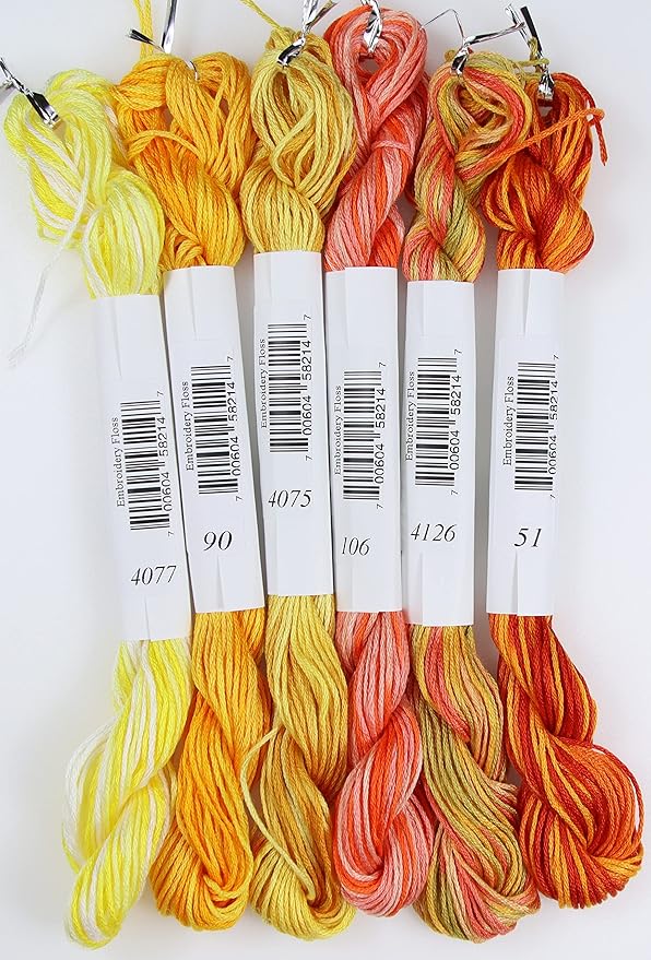 KCS Big skeins of 25 Meters Size 25 Color Variegated Cross Stitch Stranded Threads,6 skeins,21