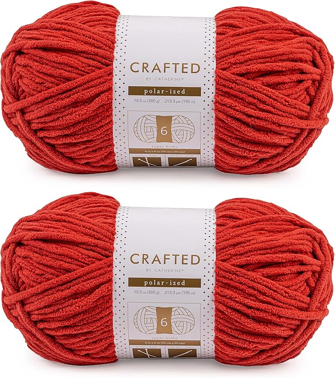 Crafted By Catherine Blanket Solid Yarn - 2 Pack (213 Yards Each Skein), Cinnabar, Gauge 6 Super Bulky