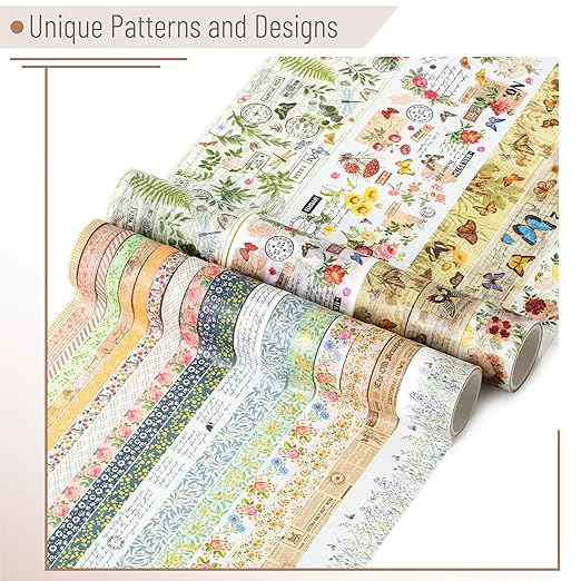 Mr. Pen- Washi Tape Set, 24 Rolls, Assorted Sizes, Vintage Botanical & Butterfly, Washi Tape for Journaling