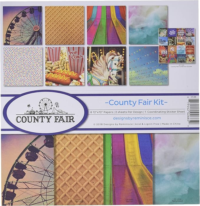 Reminisce County Fair Scrapbook Collection Kit, Multi Color Palette, 12x12 inches