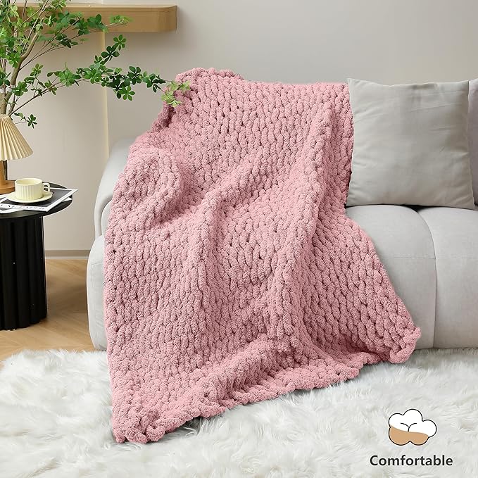 Chunky Yarn for Hand Knitting - #10 Chunky Chenille Yarn, Jumbo Big Thick Chunky Yarns for Crocheting, Super Bulky Chunky Knit Blanket Yarns, 8 Skein (25 yds 8 oz Each Skein), Dusty Pink