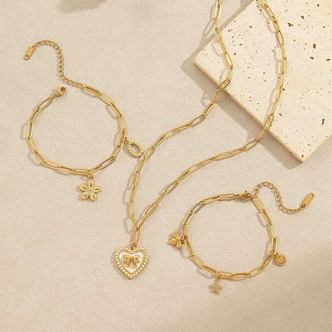 Swyabi 20 PCS Gold Plated Necklace Bracelet Chains Bulk Stainless Steel Paperclip Chain with Extender for Jewelry Making